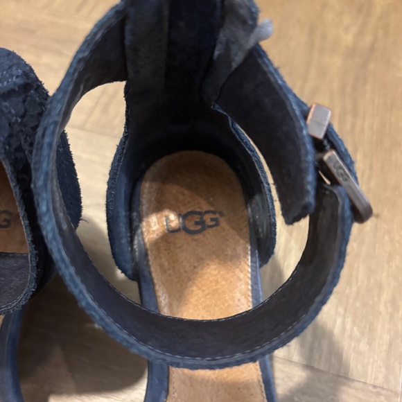 Ugg Australia Char Mar Wedge Leather Ankle Strap in Navy Blue - Picture 3 of 8